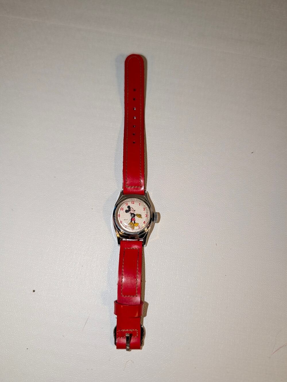 Vtg 1950's Disney Mickey Mouse Wind Up Wrist Watch Ingersoll Timex Original Band